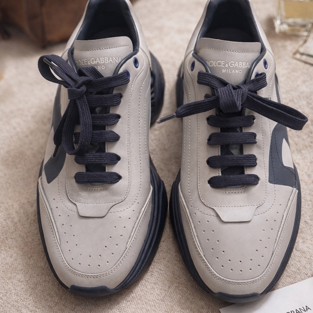 Dolce & Gabbana Light Gray and Navy Sneakers